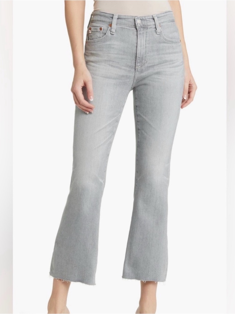 AG Farrah Light Gray High-Rise Flare Women’s Jeans